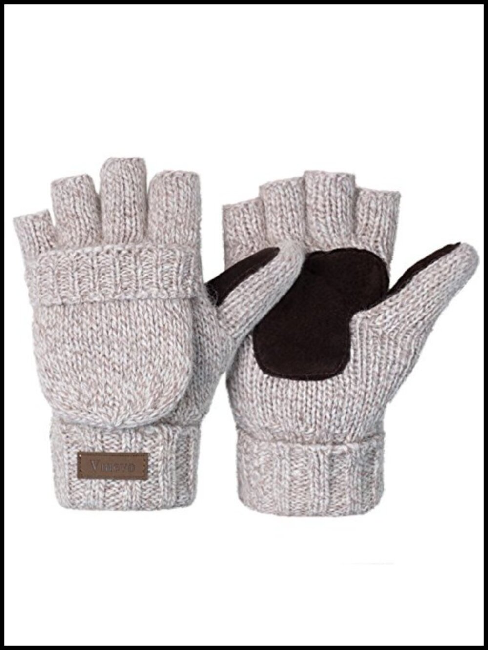 Wool Fingerless Convertible Gloves Mittens Warm Winter Unisex